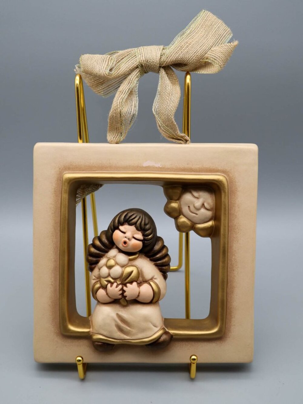 Bonzer Engel Thun Ceramic Art Pottery Singing Angel Wall Plaque Hanging Italy